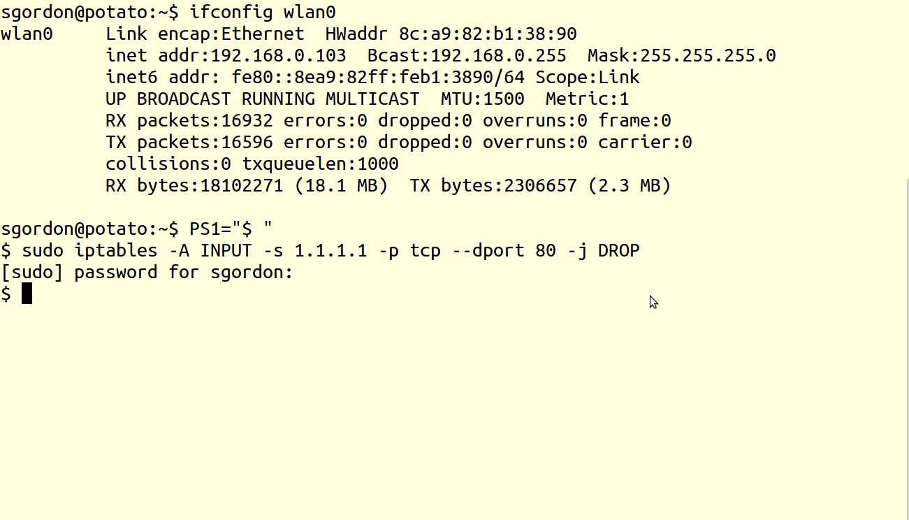 Terminal in lecture