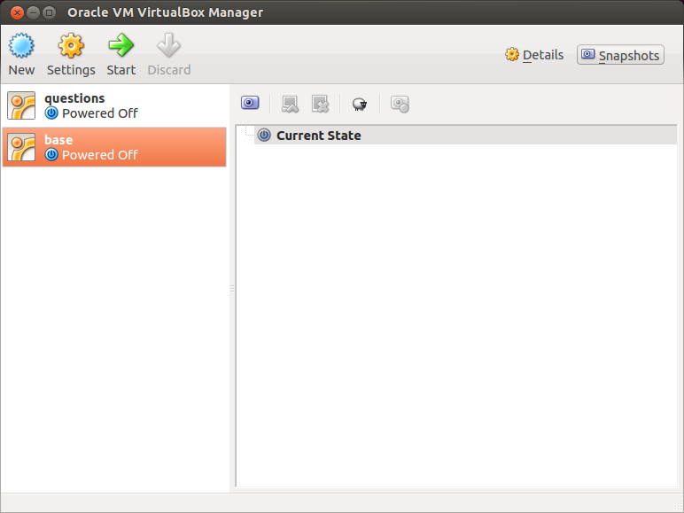 VirtualBox cloning of base VM: View snapshots of base VM