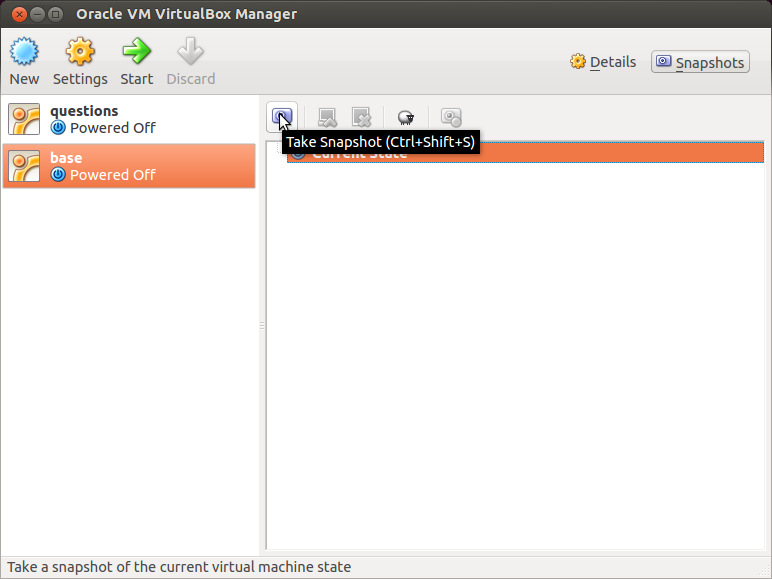 VirtualBox cloning of base VM: Take a snapshot of base VM